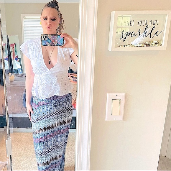 Japna white eyelet short- sleeve wrap top large - Picture 8 of 14